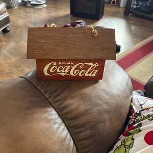 Vintage Coca-Cola Wooden Hanging Birdhouse Ornament